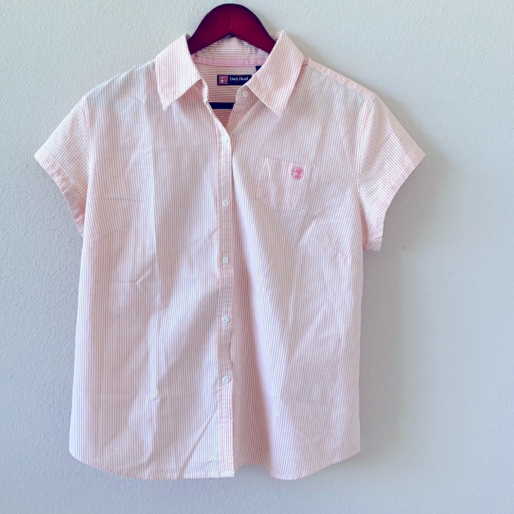 Duck Head Jeans pink stripe button up sz JXLP